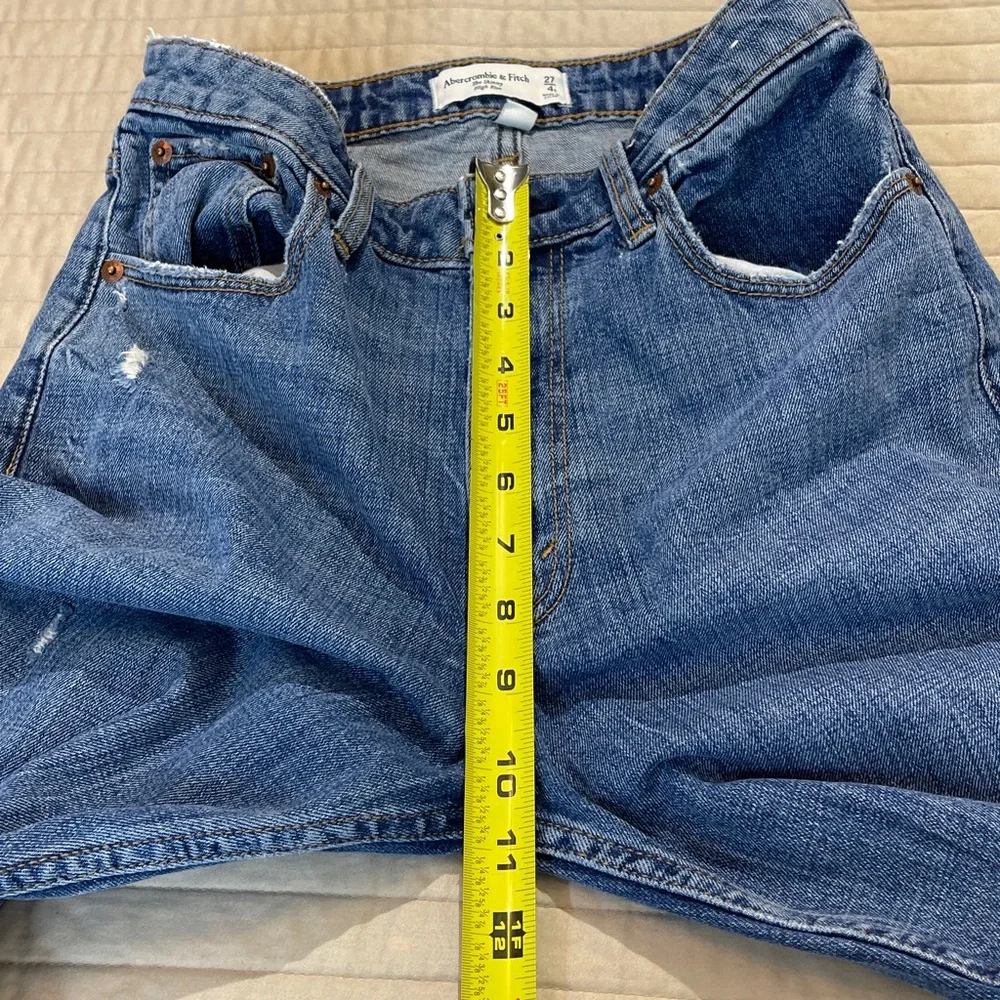Abercrombie & Fitch THE SKINNY HIGHRISE WOMENS 27/4 R Ripped Blue Jeans